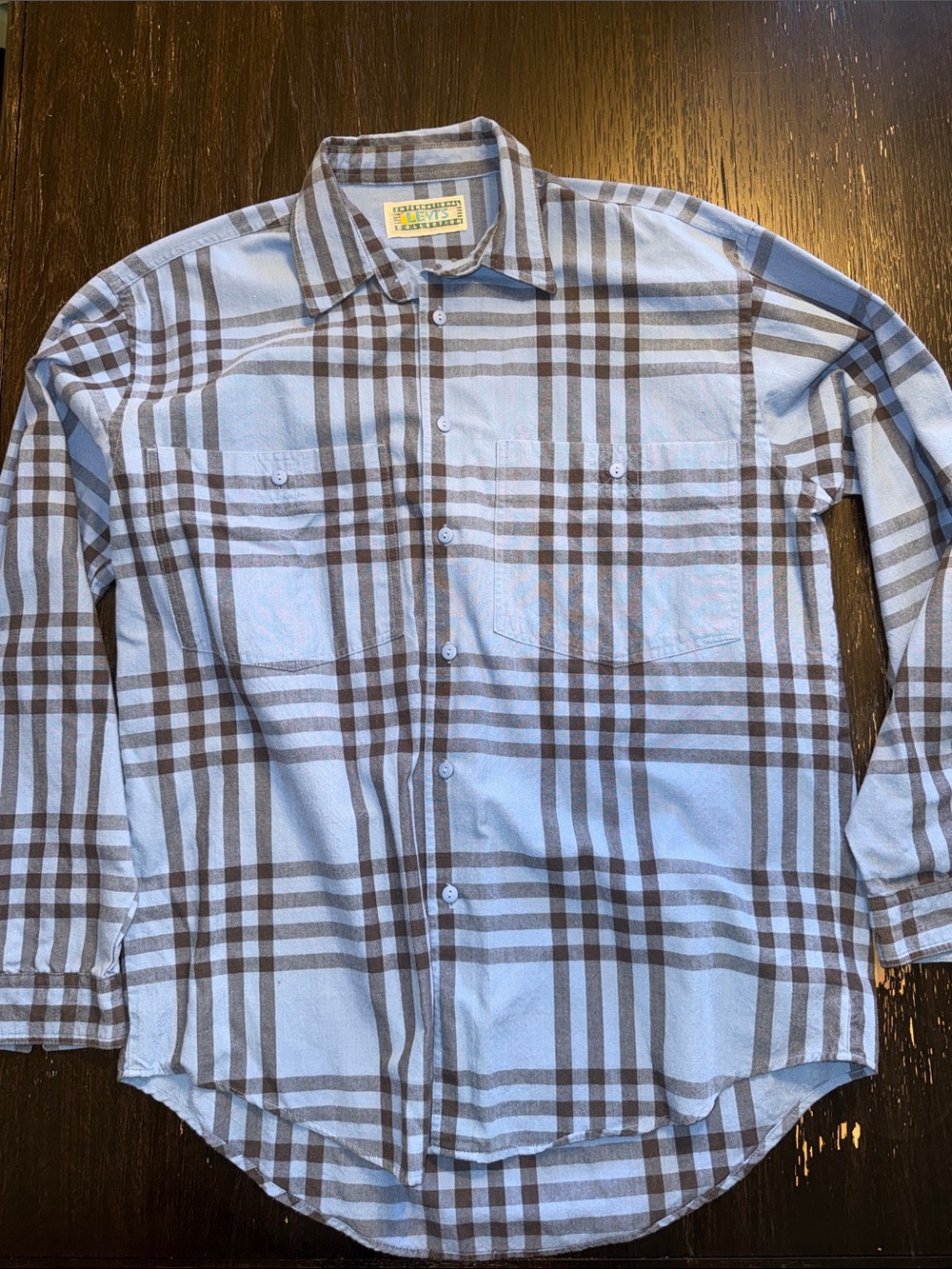 Levi's International Blue and Grey Plaid Long-Sleeve Button-Down Shirt